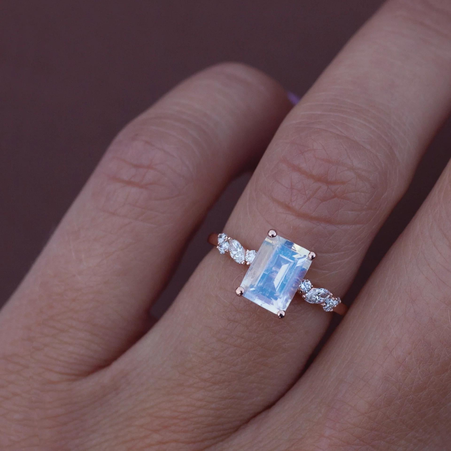 Ala Moonstone Engagement Ring In 14k Rose Gold By Anastassia Sel Jewelry View 2