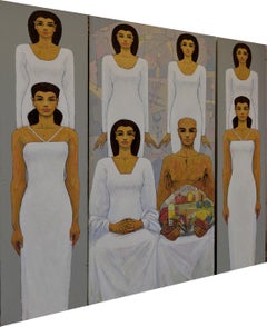 "Untitled 14" Oil painting (triptych) 79 "x 79" inch by Alaa Abu Elhamd