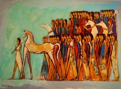 ""Leadership de la reine"" Peinture à l'huile 35"" x 47"" inch par Alaa Awad