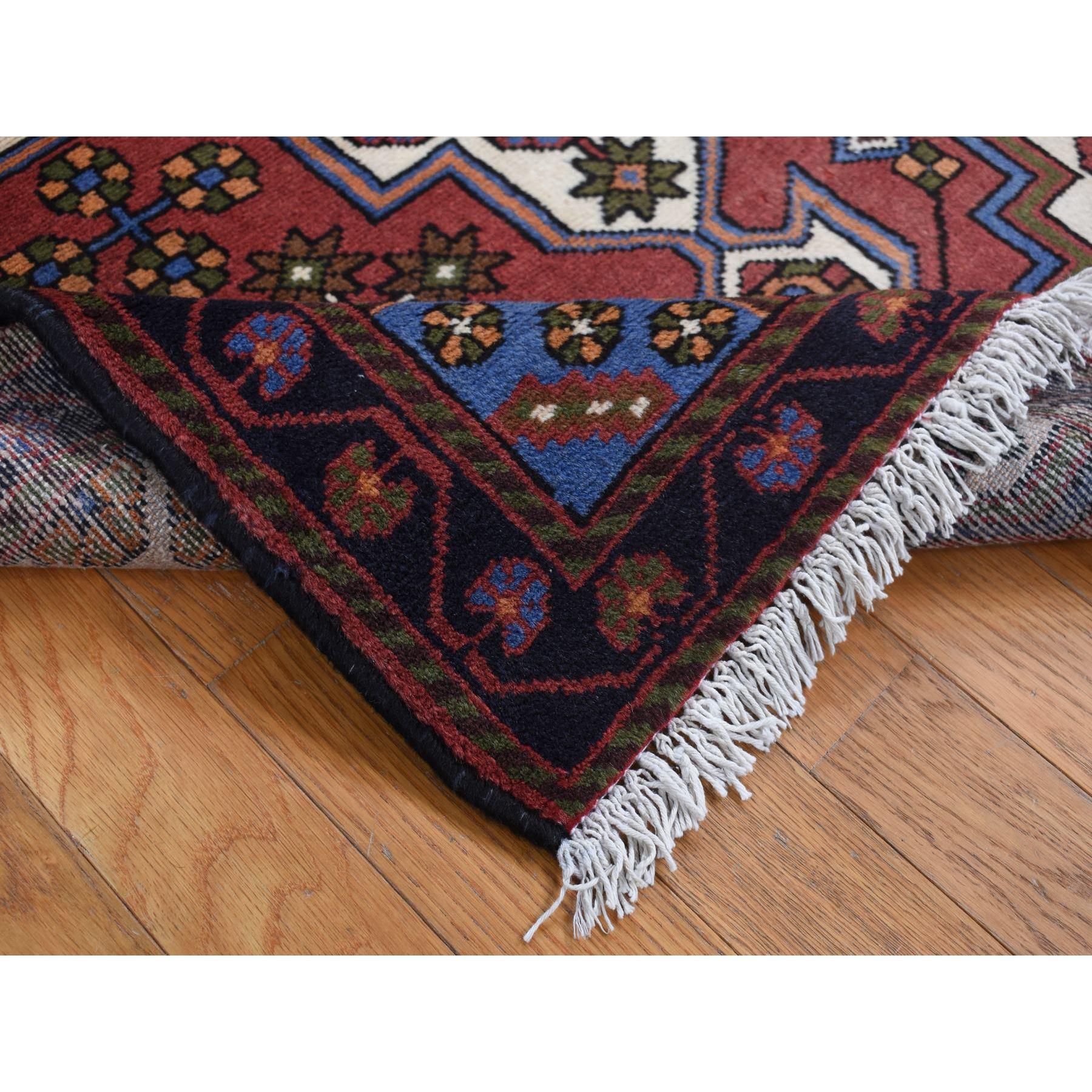 Hand-Knotted Alabama Crimson Red Vintage Bohemian Persian Hamadan Pure Wool Hand Knotted Rug For Sale