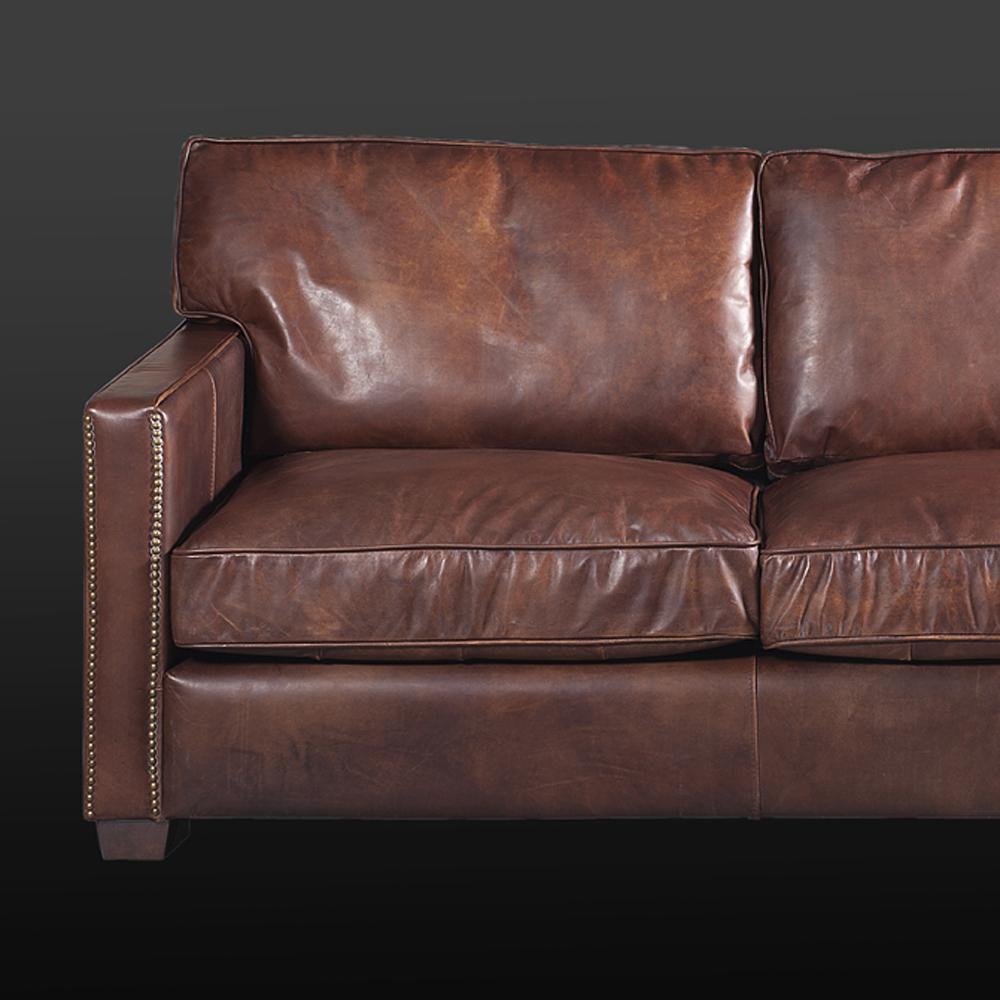 Hand-Crafted Alabama Sofa 2-Seat with Genuine Leather For Sale