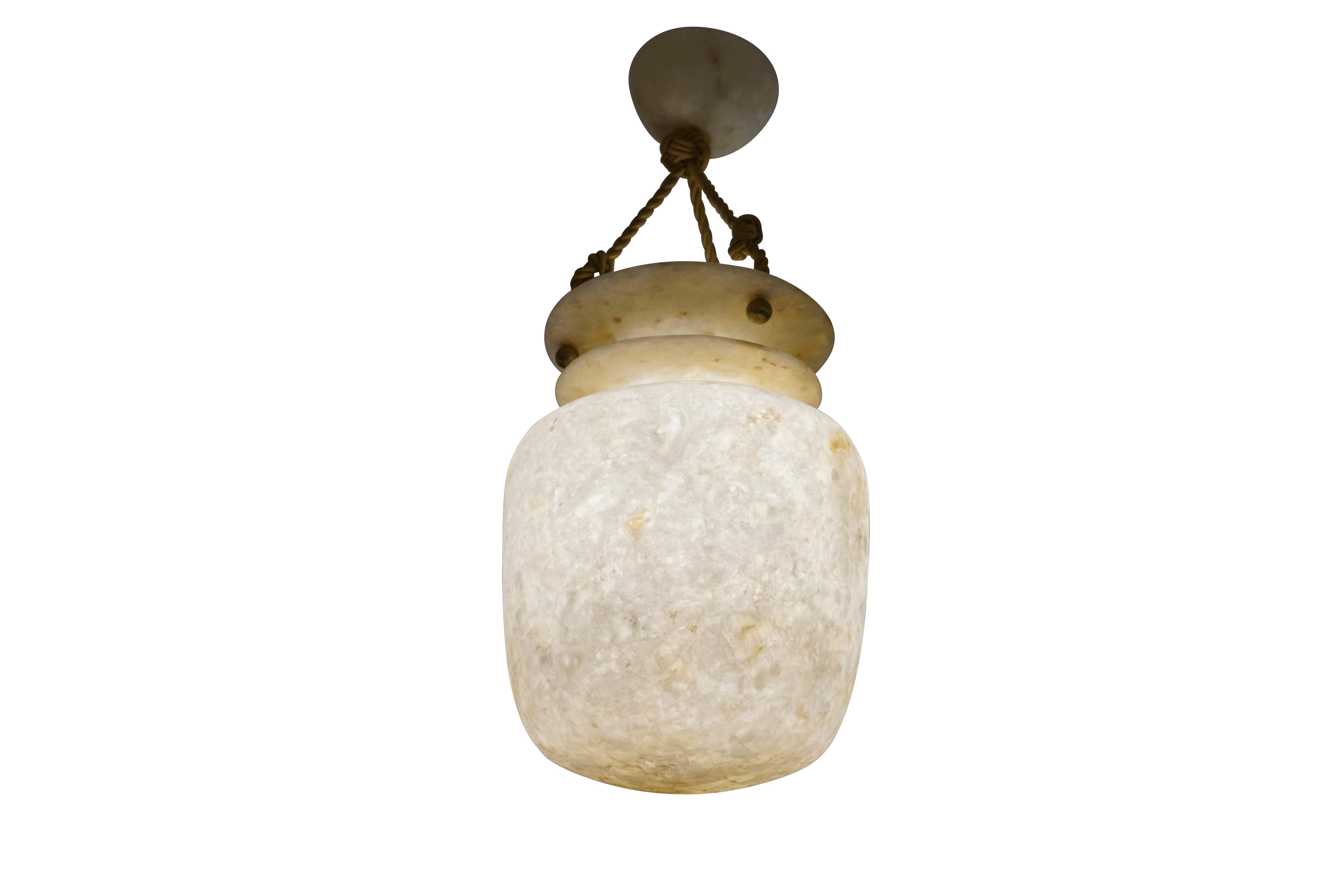 Swedish Alabaster Amphora Pendant Light Fixture