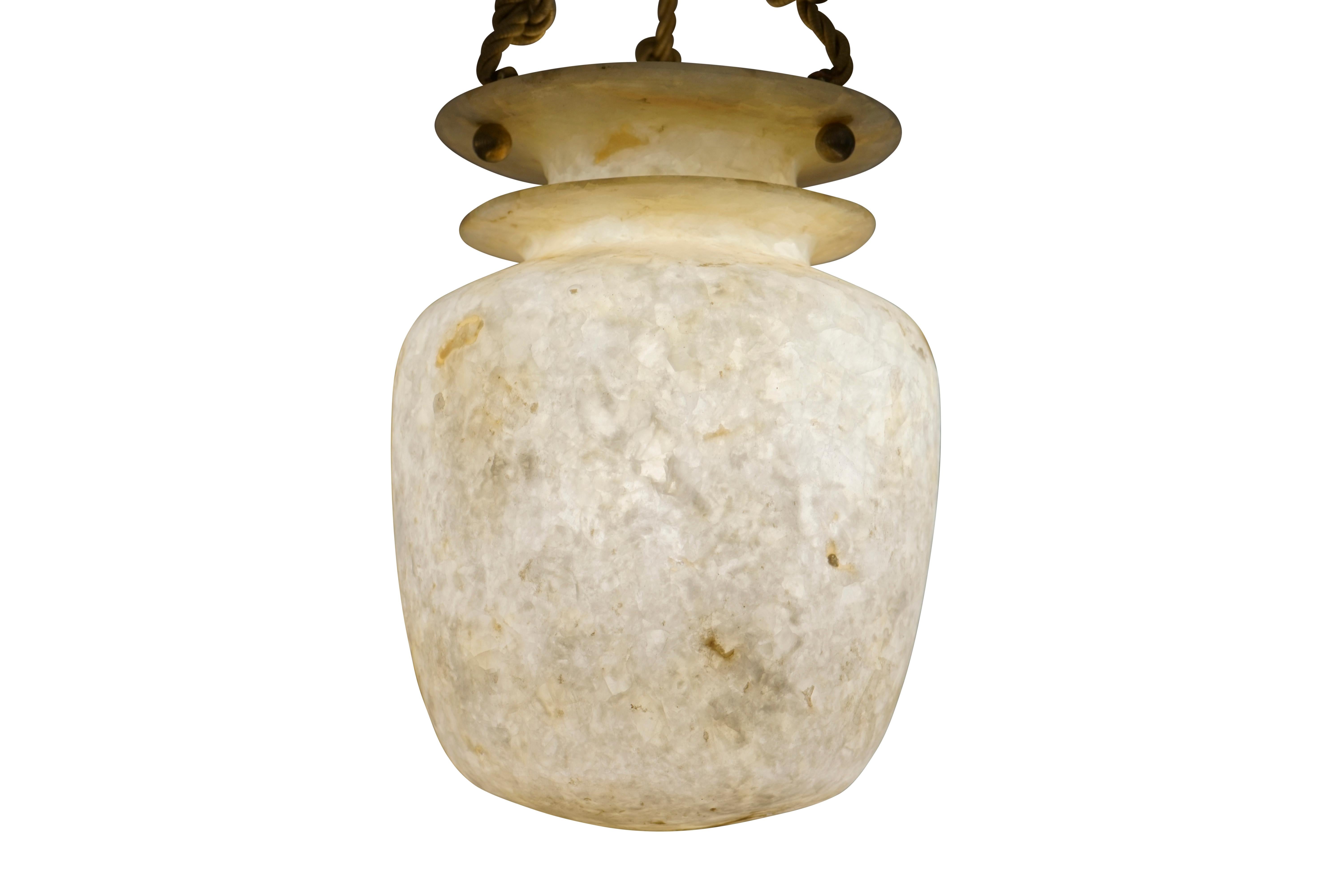 Early 20th Century Alabaster Amphora Pendant Light Fixture
