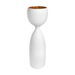 Alabaster and 22-Karat Gold Glaze Ceramic Chalice #2 by Sandi Fellman