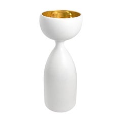 Alabaster and 22-Karat Gold Glaze Ceramic Chalice #3 by Sandi Fellman