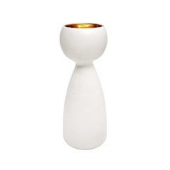 Alabaster and 22-Karat Gold Glaze Ceramic Chalice #5 by Sandi Fellman