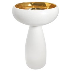 Alabaster and 22-Karat Gold Glaze Ceramic Chalice #6 by Sandi Fellman