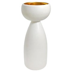 Alabaster and 22-Karat Gold Glaze Ceramic Chalice #9 by Sandi Fellman
