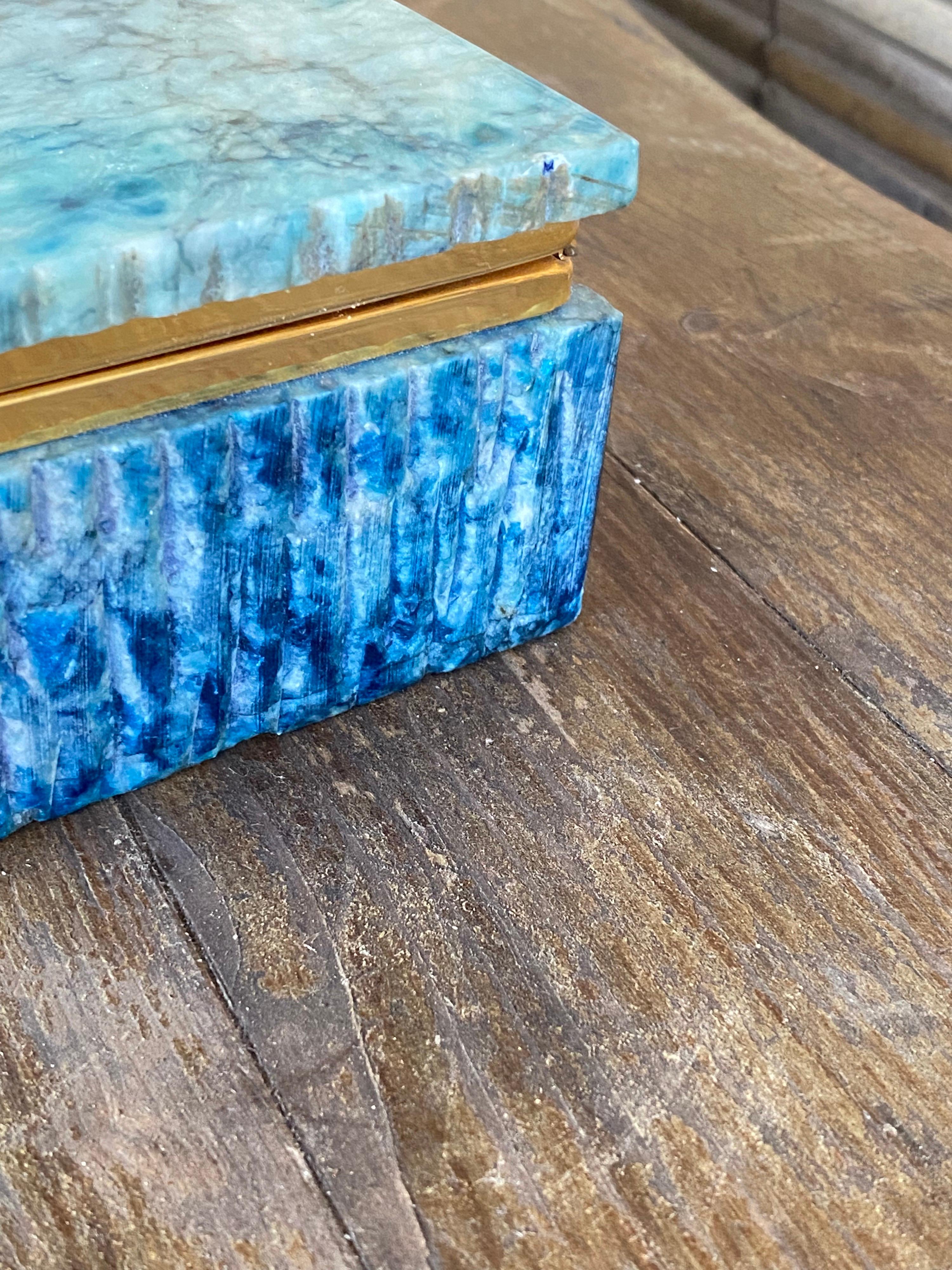 Alabaster and Brass, Blue Box, from Italy, 1950 1