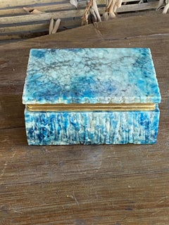 Alabaster and Brass, Blue Box, from Italy, 1950