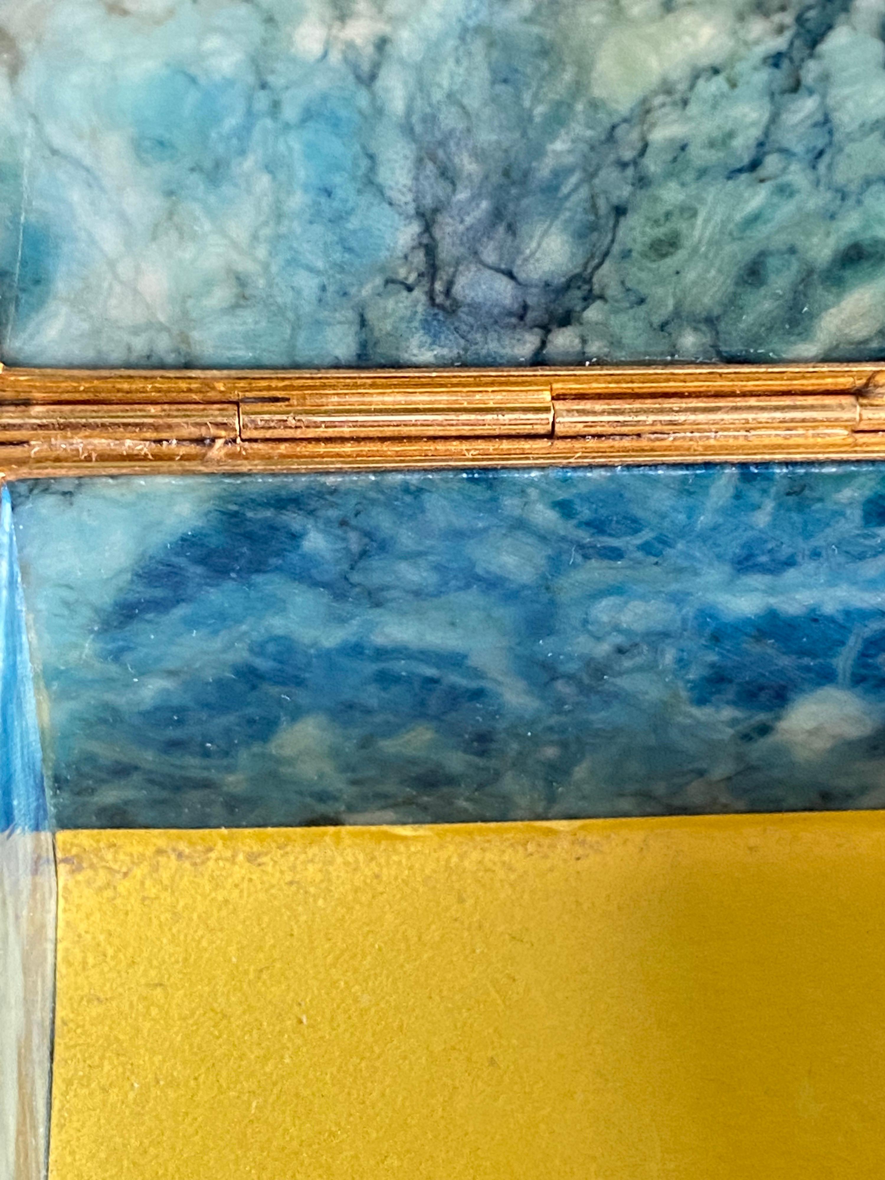 Alabaster and Brass, Blue Box, from Italy, 1950 In Good Condition In Auribeau sur Siagne, FR