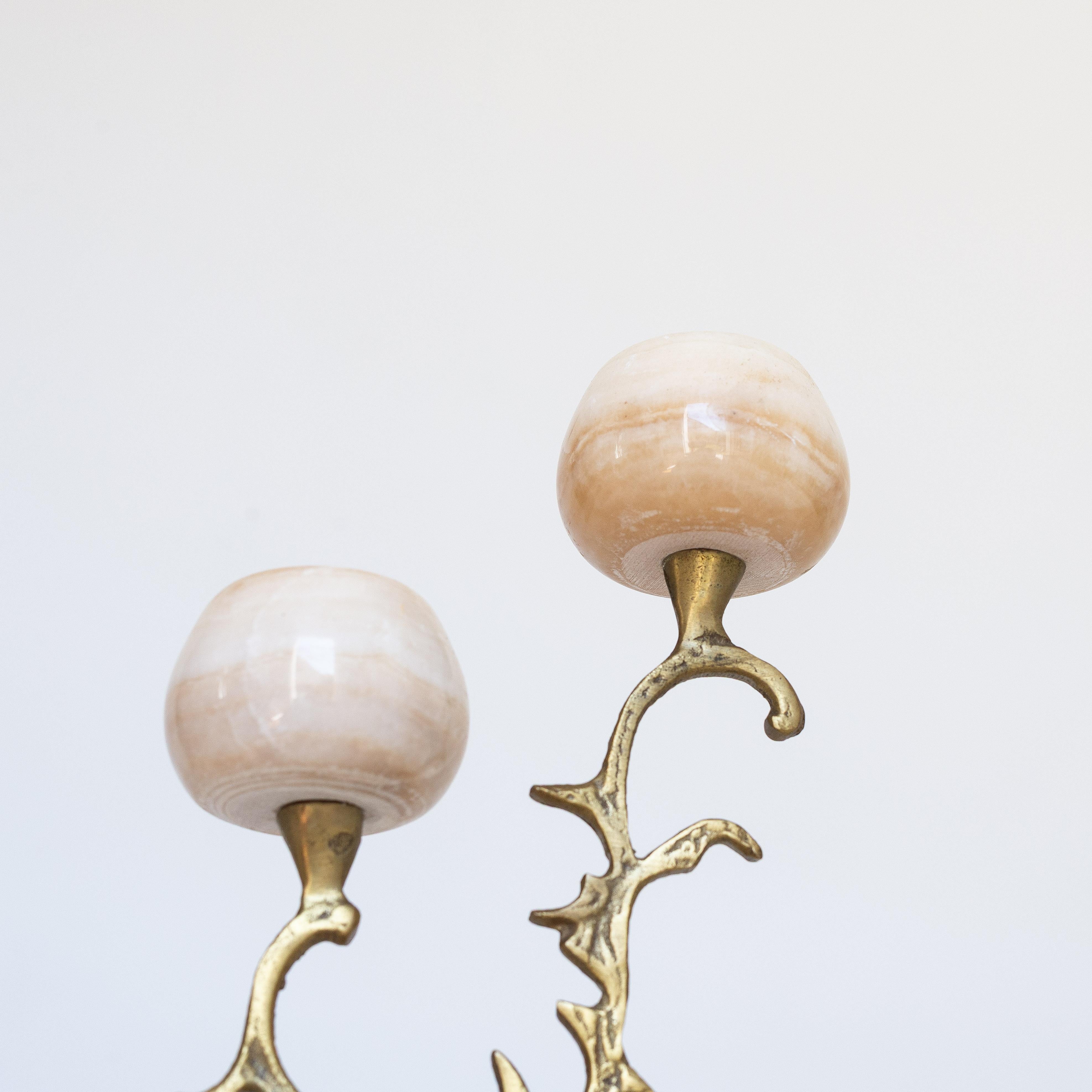 Art Nouveau Alabaster and Brass Candelabra - Italy -  Early 20th Century For Sale