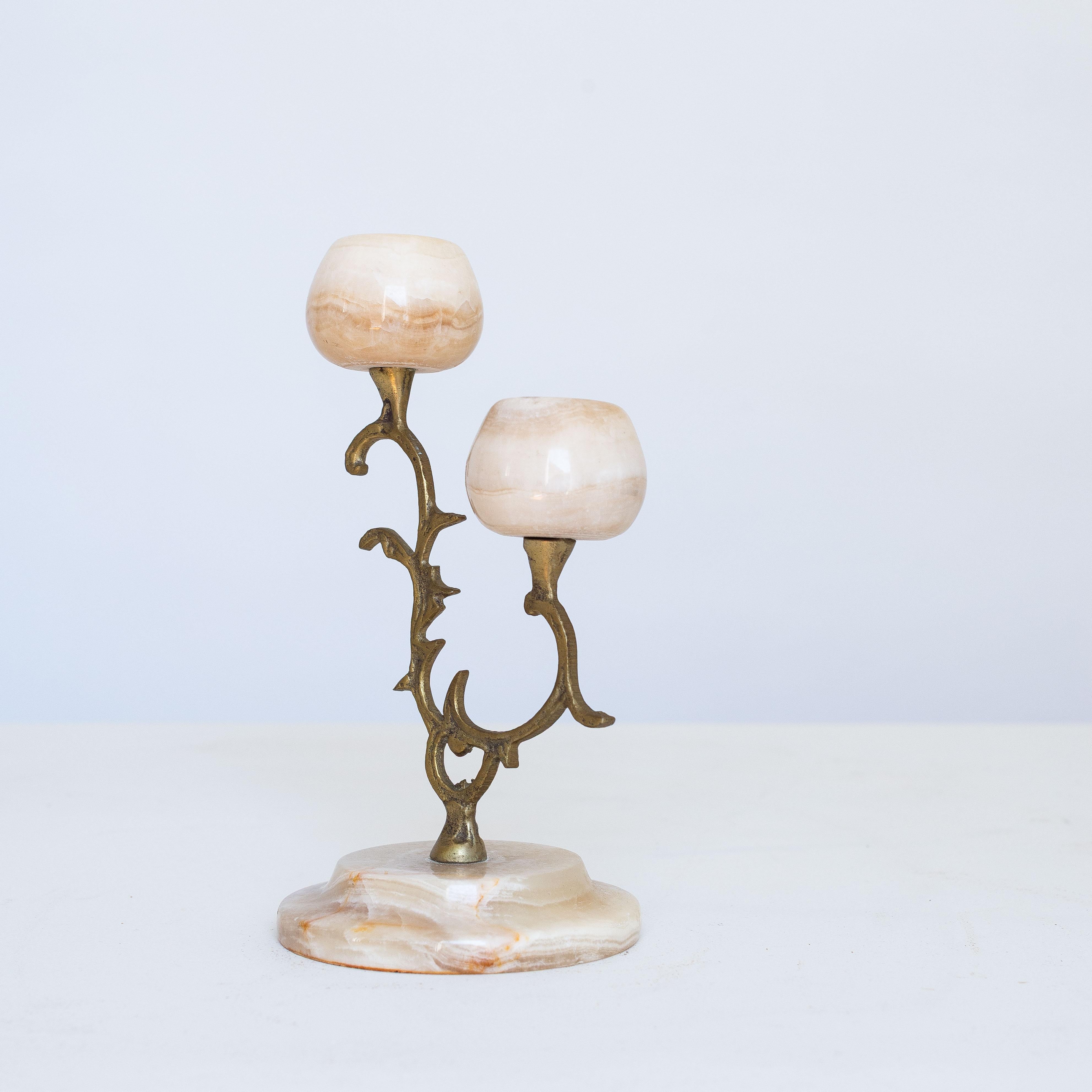 Alabaster and Brass Candelabra - Italy -  Early 20th Century For Sale 1