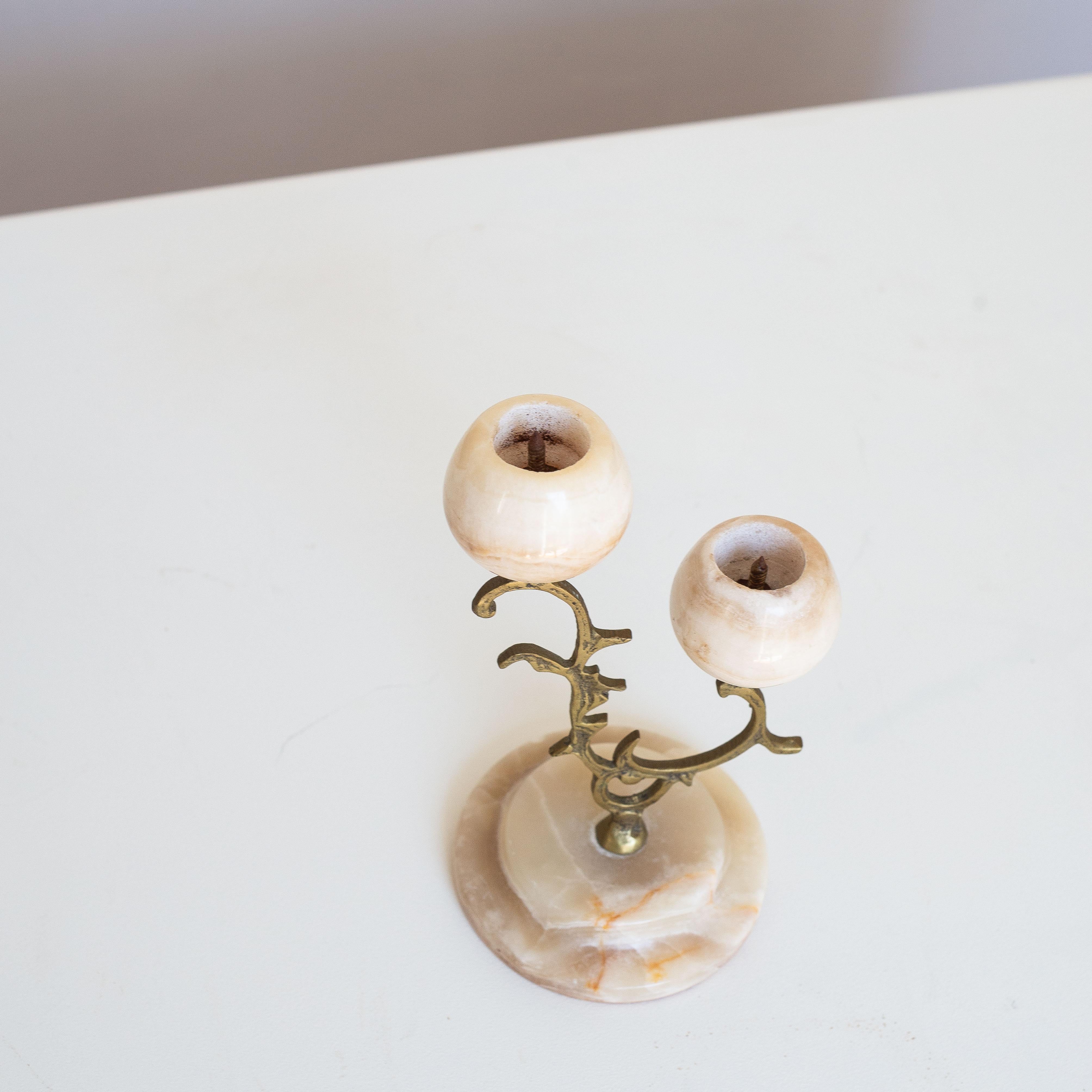 Alabaster and Brass Candelabra - Italy -  Early 20th Century For Sale 2
