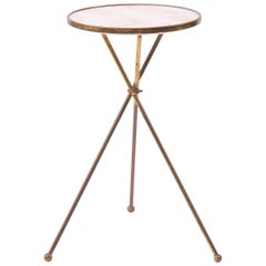 Alabaster and Brass Italian Tripod Side Table