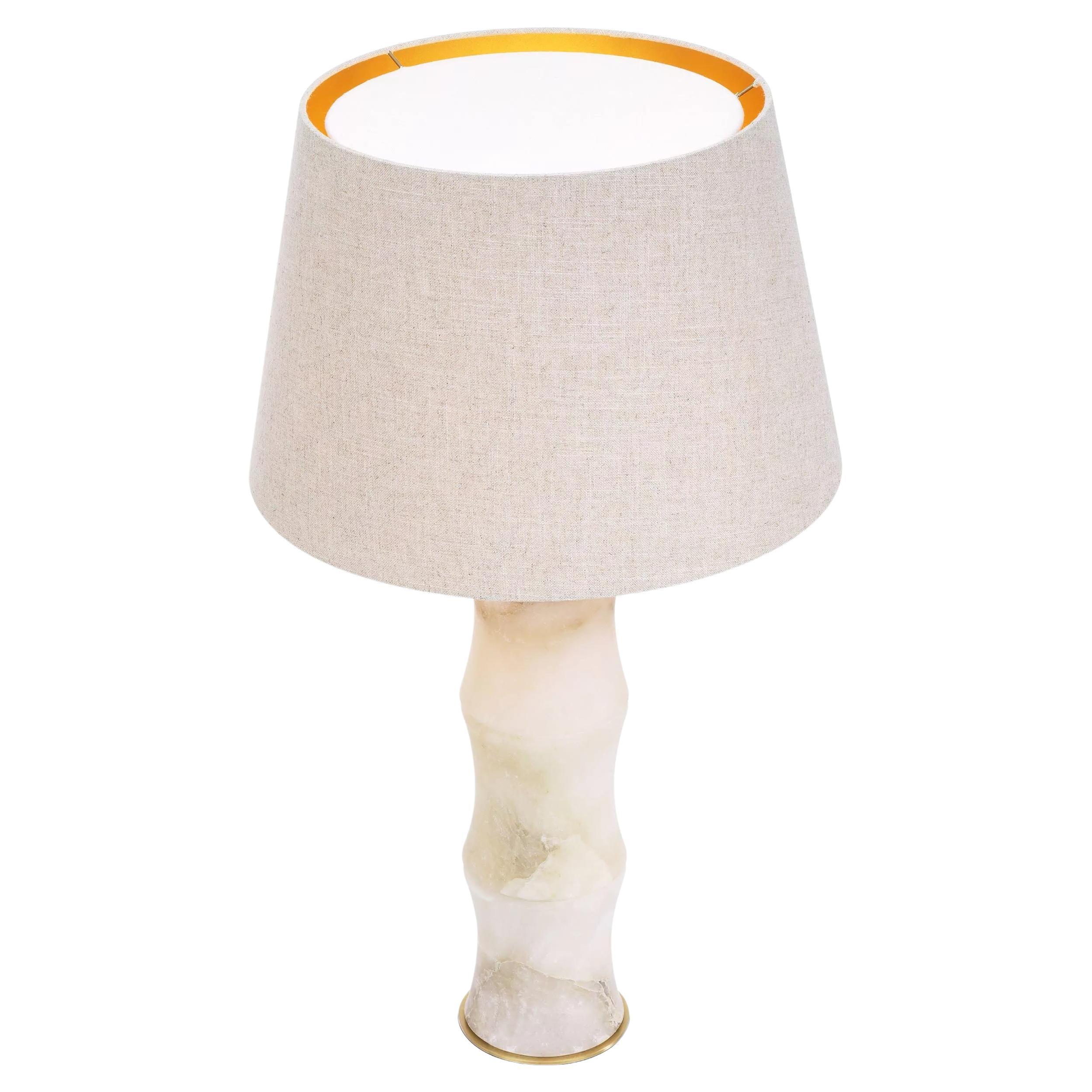 Alabaster and Brass Large Table Lamp For Sale