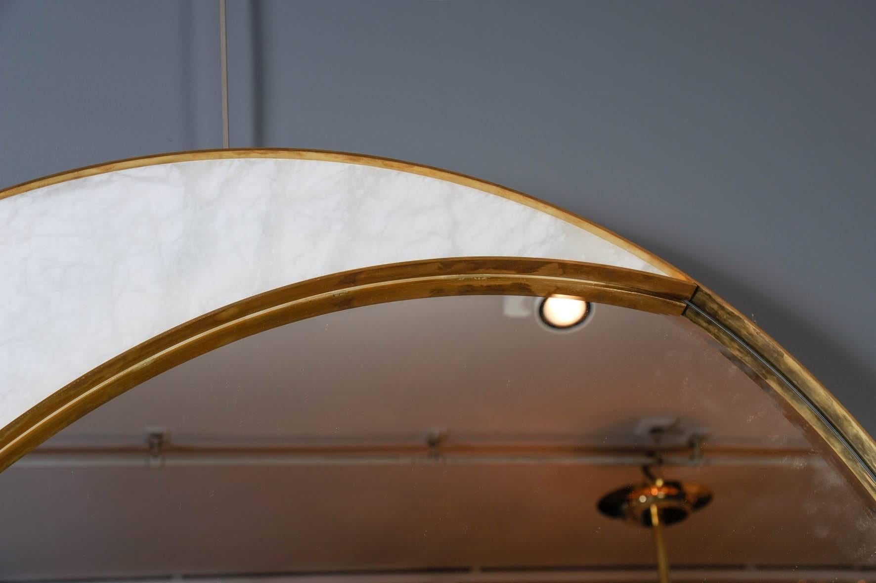 Modern Alabaster and Brass Mirror by Studio Glustin