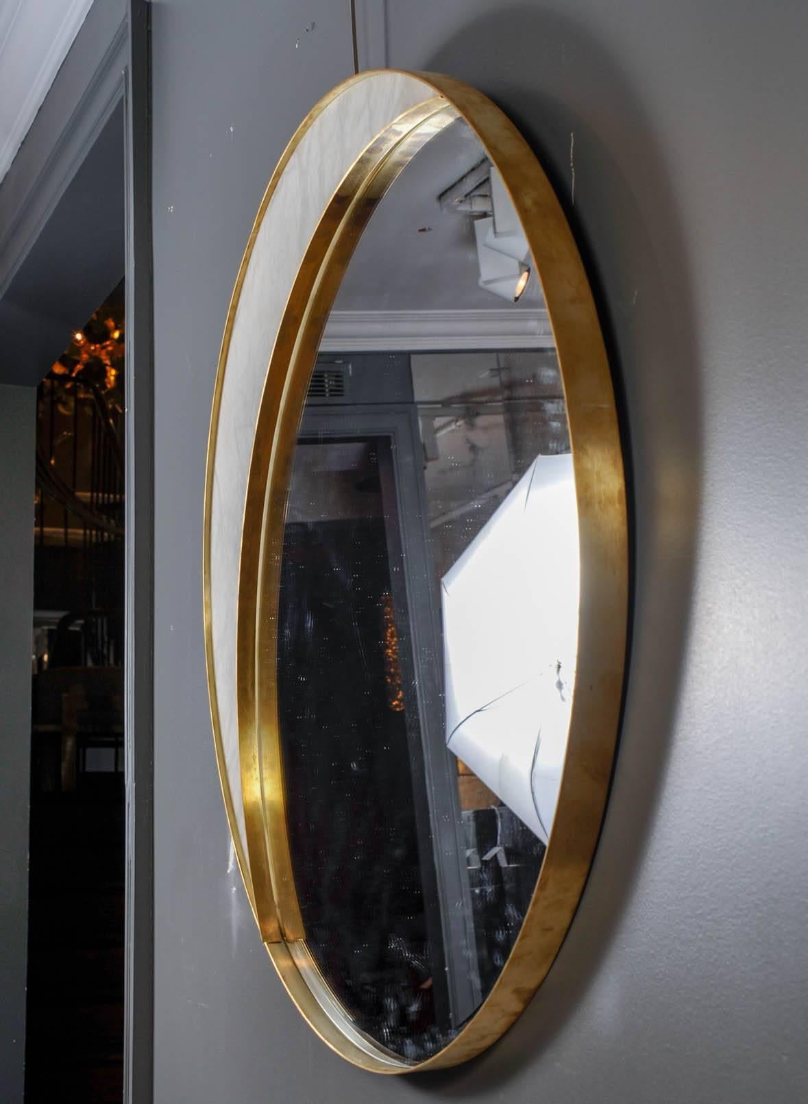 Modern Alabaster and Brass Mirror by Studio Glustin