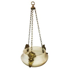 Alabaster Art Deco Pendant Natural Lantern Early 20th Century France