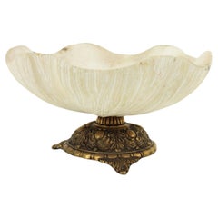 Alabaster and Bronze Footed Centerpiece Bowl