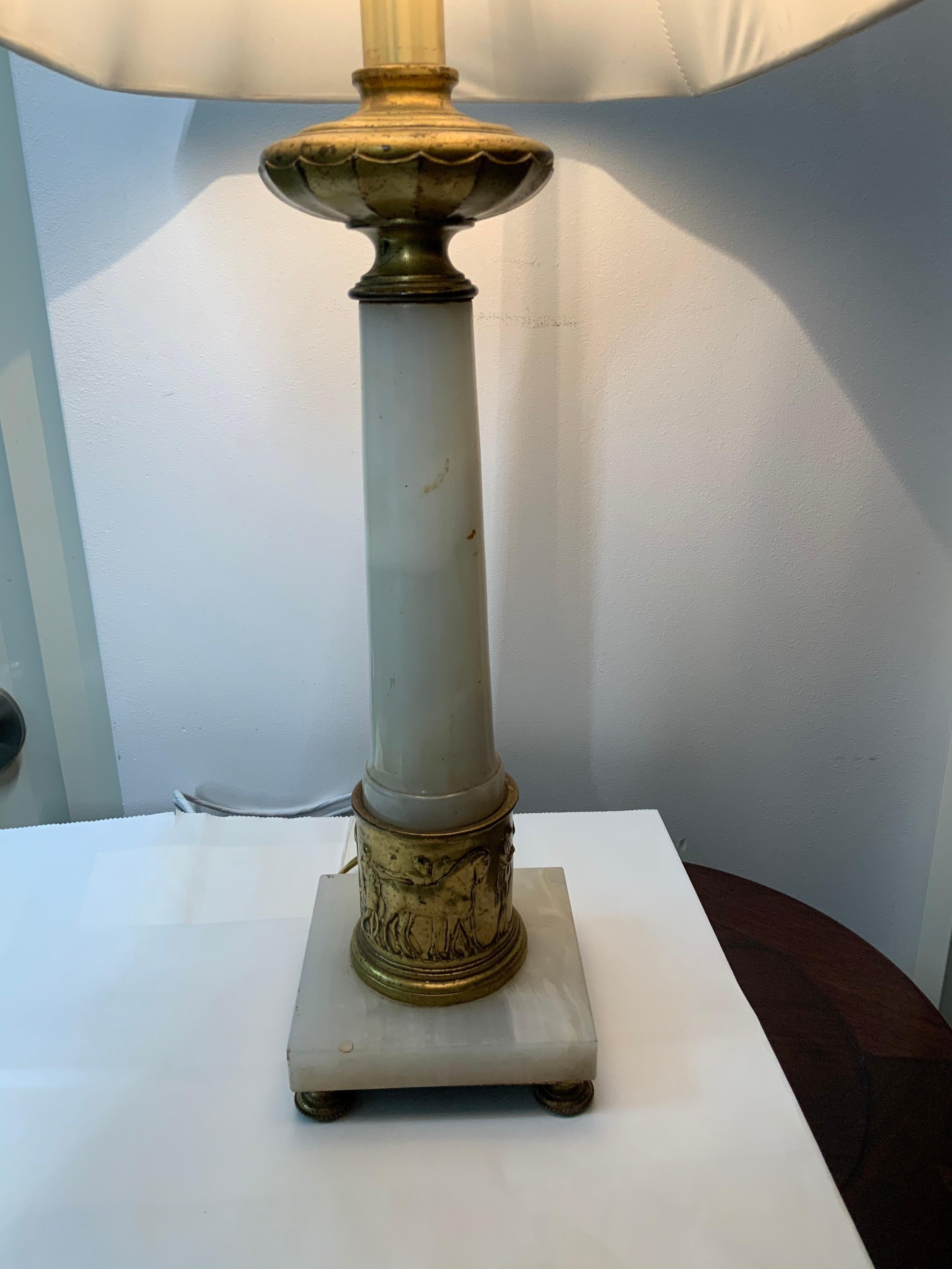 Unknown Alabaster and Bronze Neoclassical Table Lamp