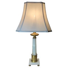 Alabaster and Bronze Neoclassical Table Lamp