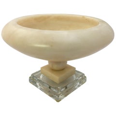 Alabaster and Lucite Foot Centerpiece Bowl