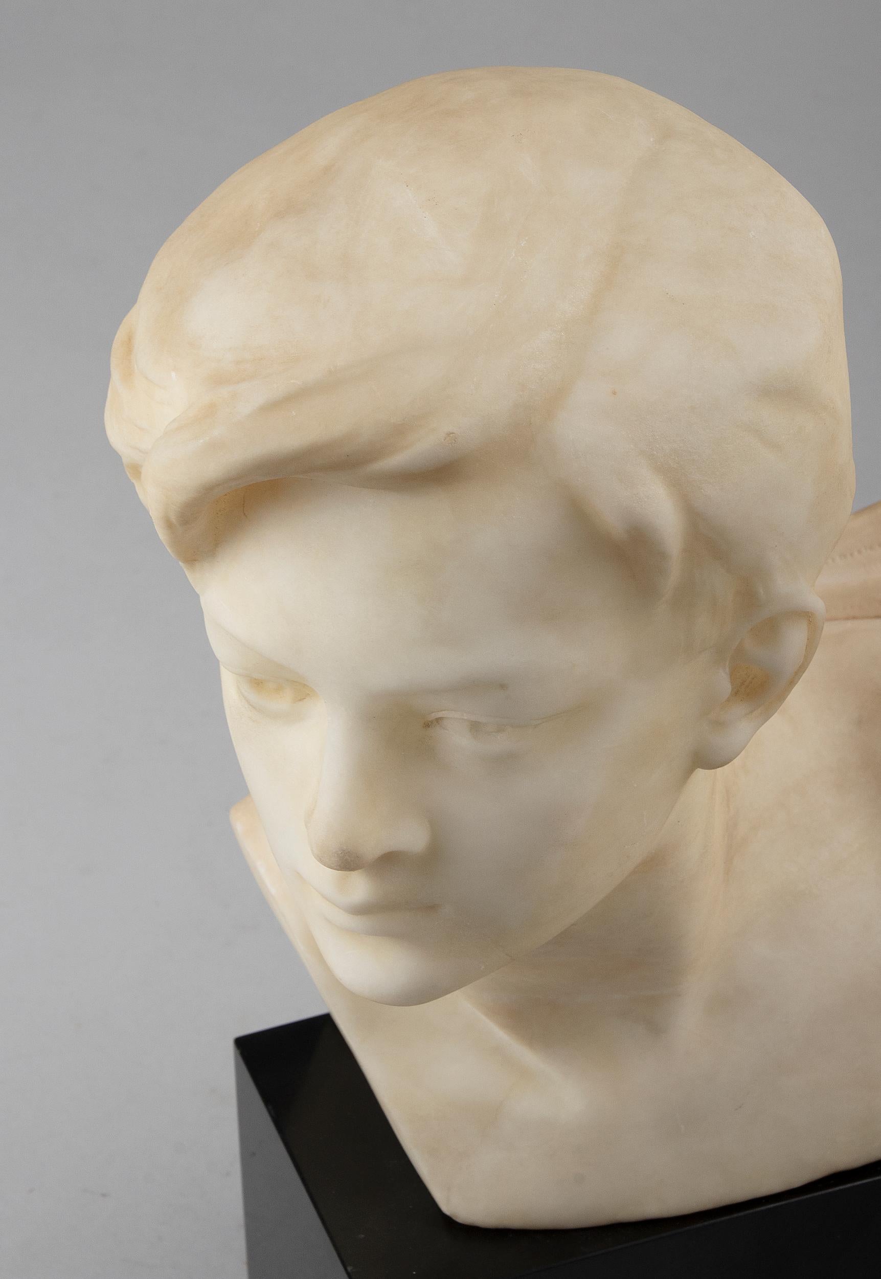 Alabaster and Marble Art Deco Sculpture of a Boy by Affortunato Gory 8