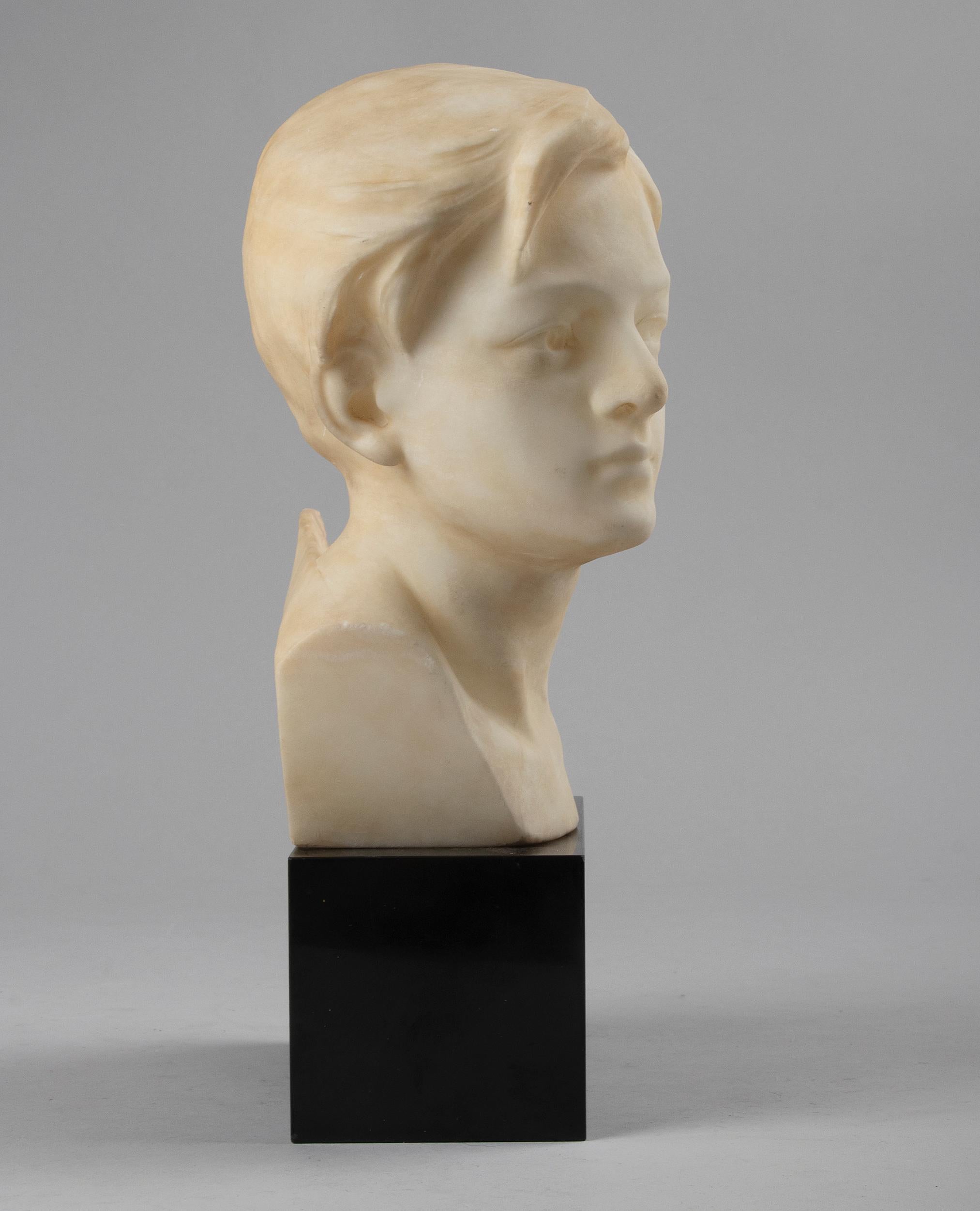 Alabaster and Marble Art Deco Sculpture of a Boy by Affortunato Gory 9