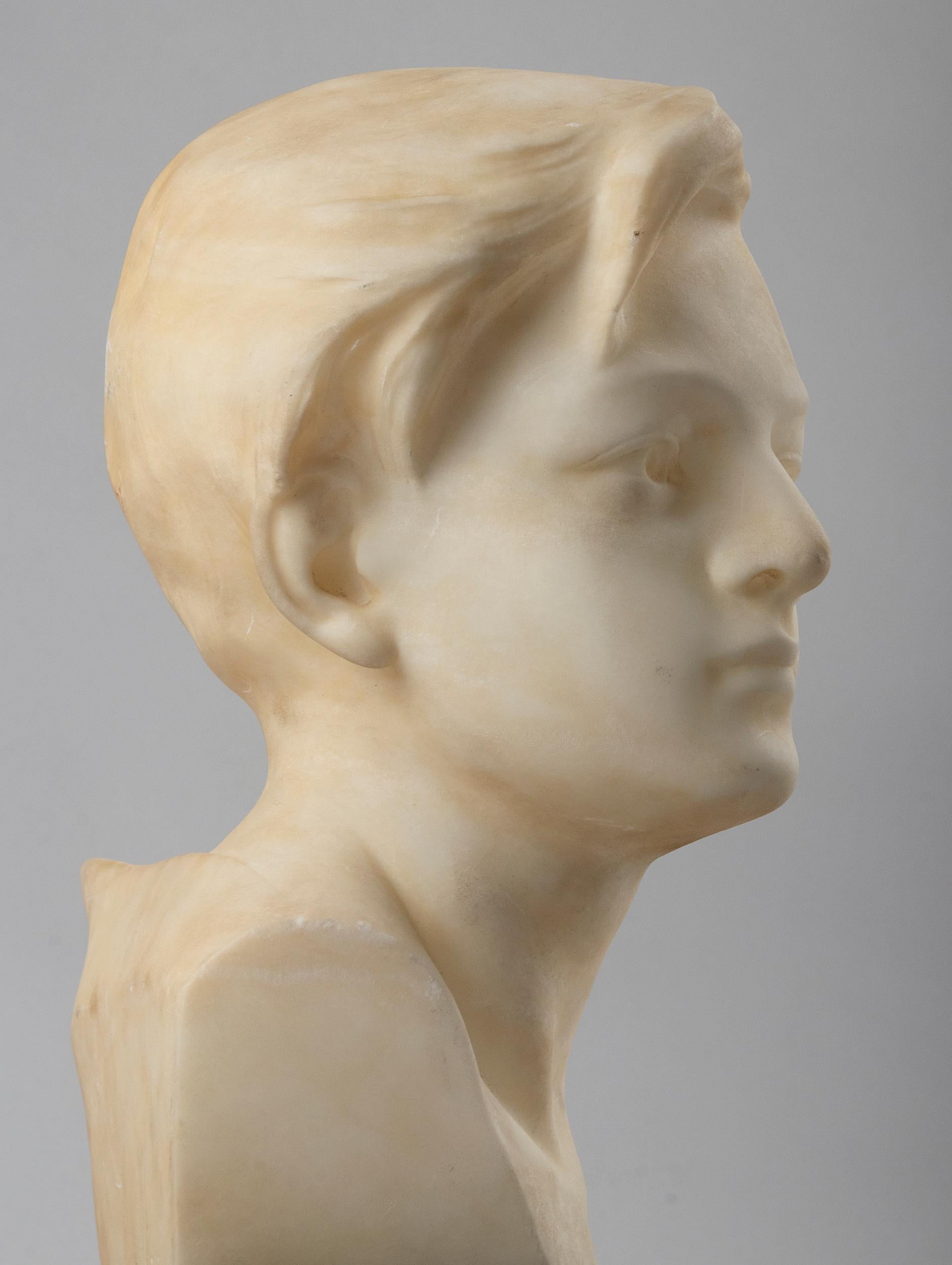 Alabaster and Marble Art Deco Sculpture of a Boy by Affortunato Gory 10