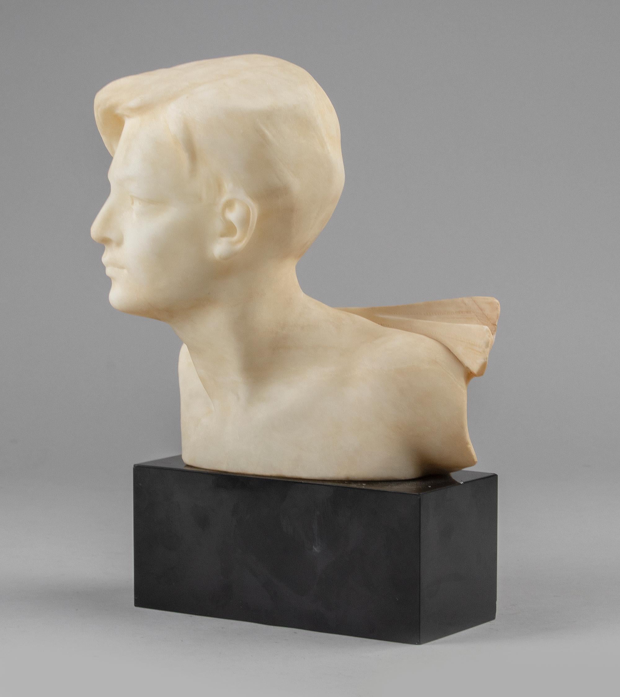 Alabaster and Marble Art Deco Sculpture of a Boy by Affortunato Gory 2