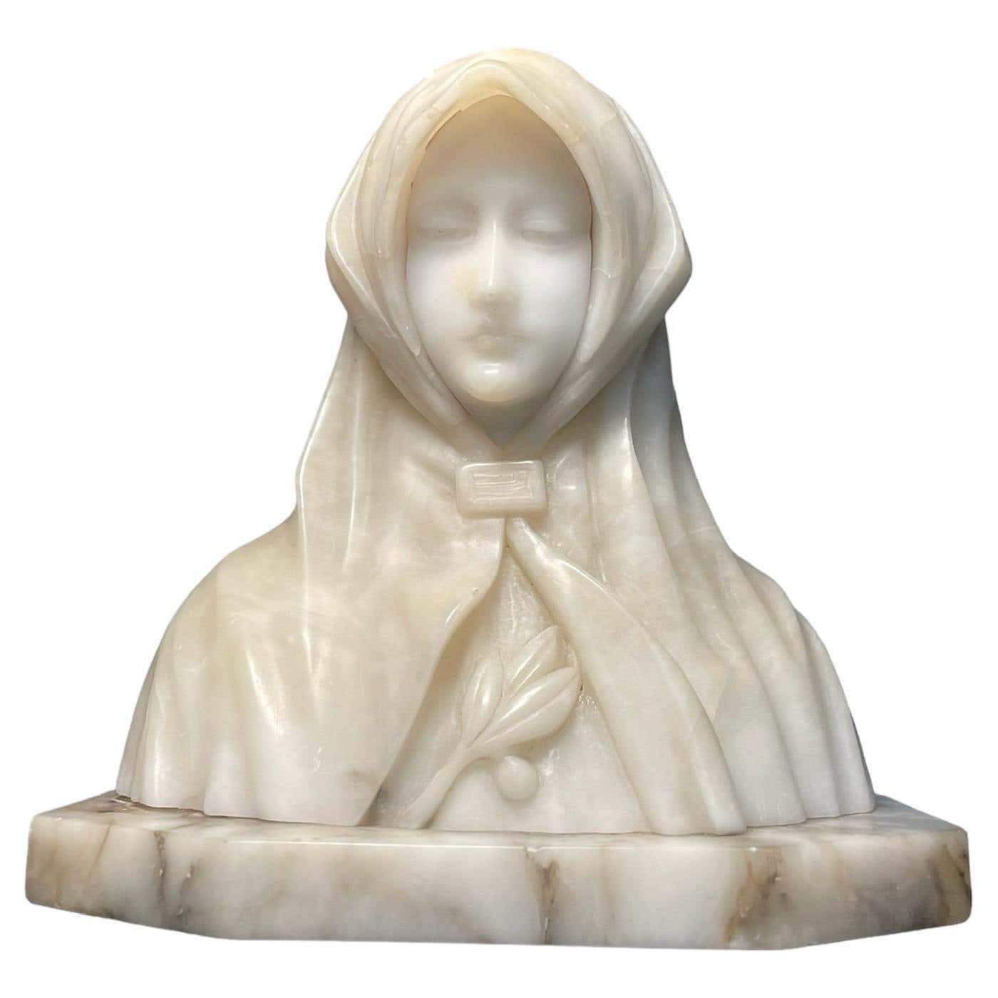 Alabaster and Marble Bust of Saint Clare of Assisi For Sale at 1stDibs