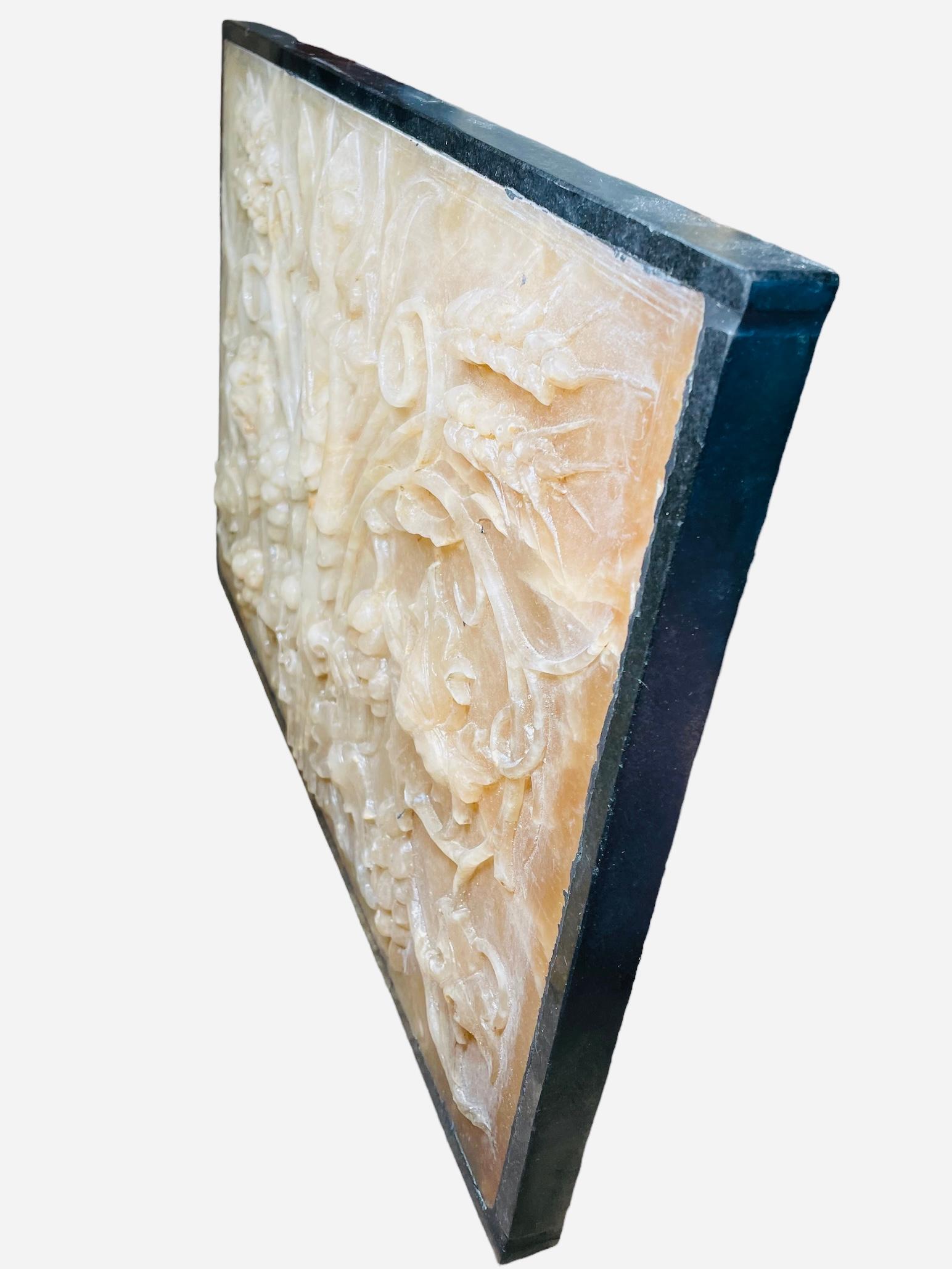 Hand-Carved Alabaster And Marble Wall Plaque For Sale