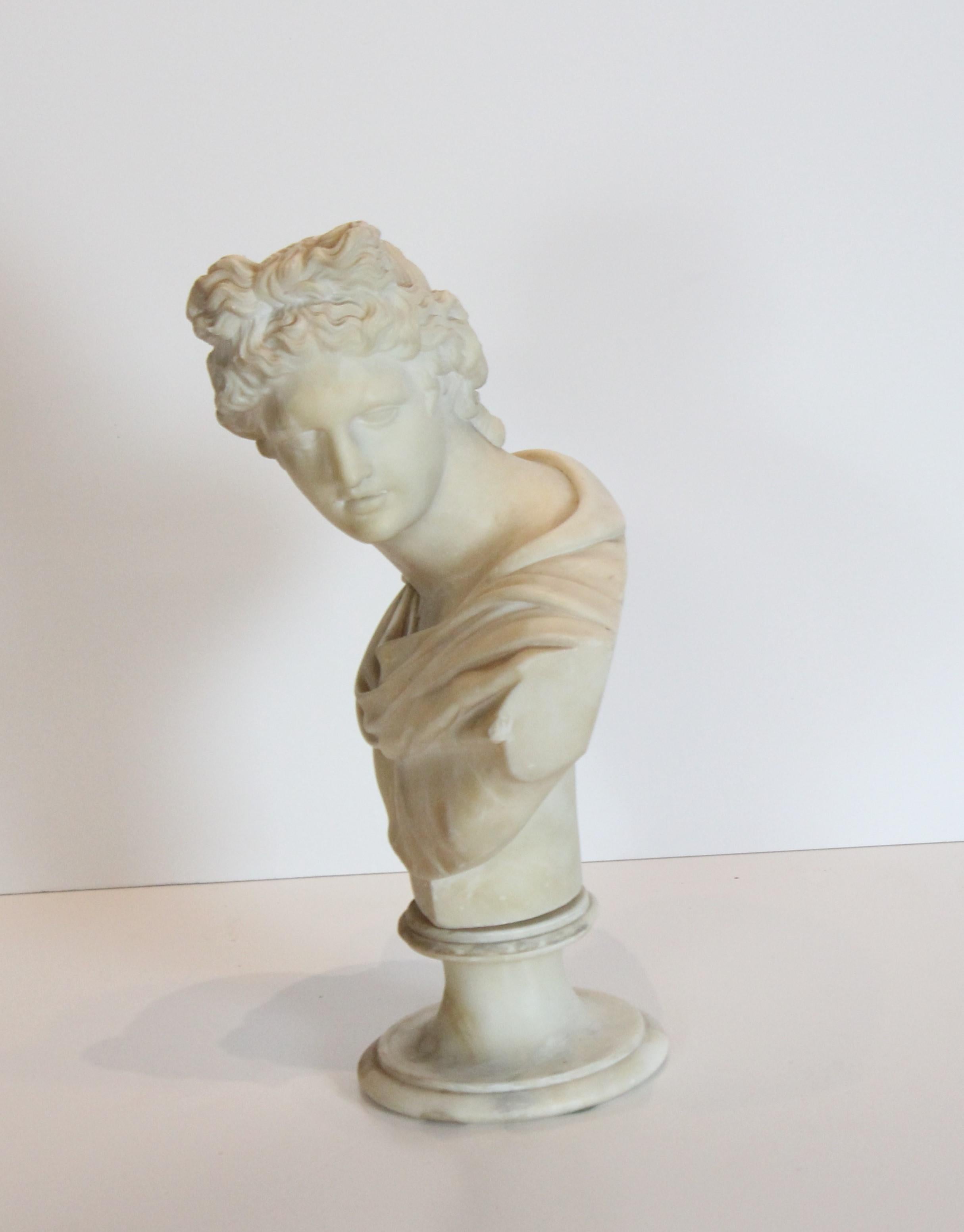 French Alabaster Apollo Bust
