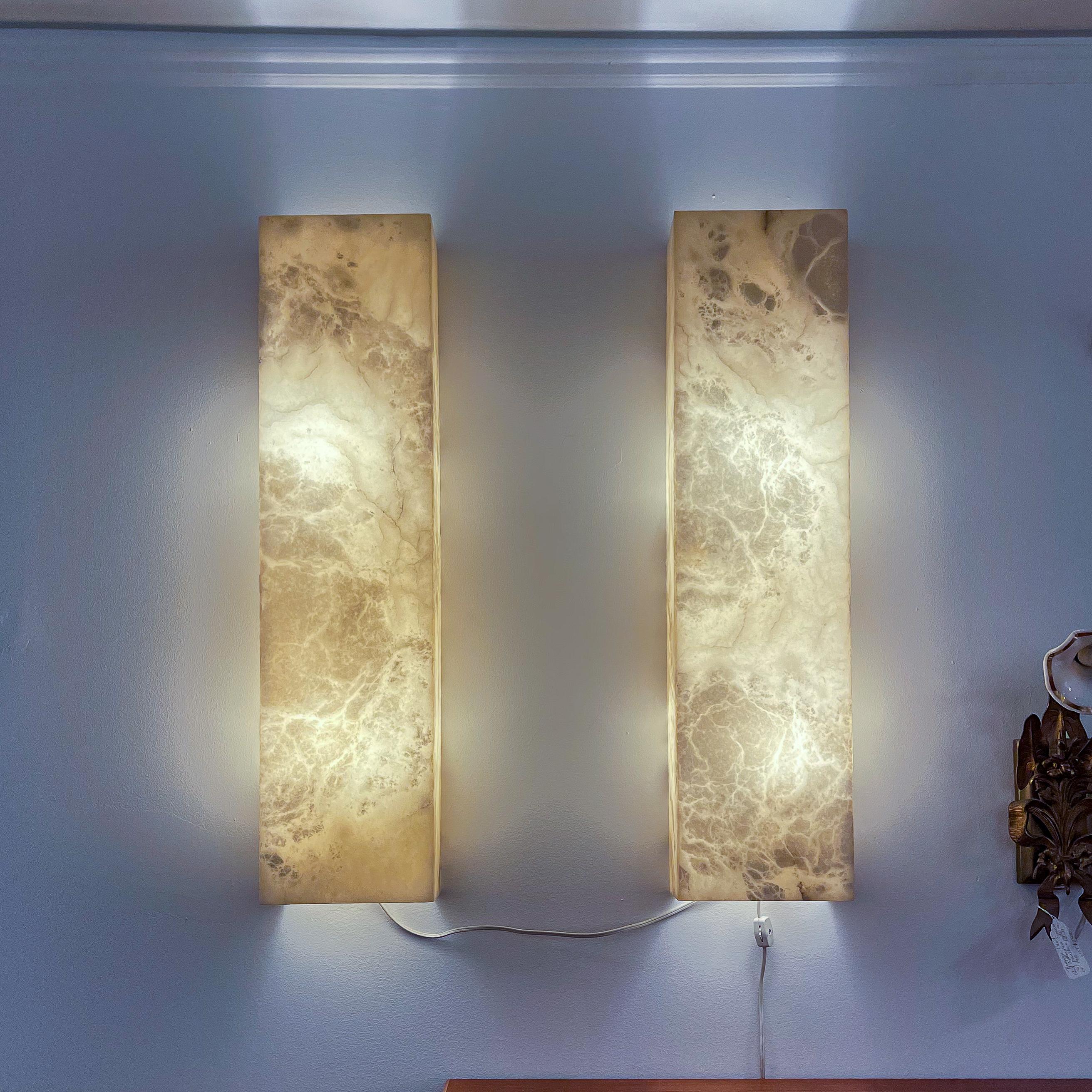 20th Century Alabaster Architectural Wall Sconces For Sale