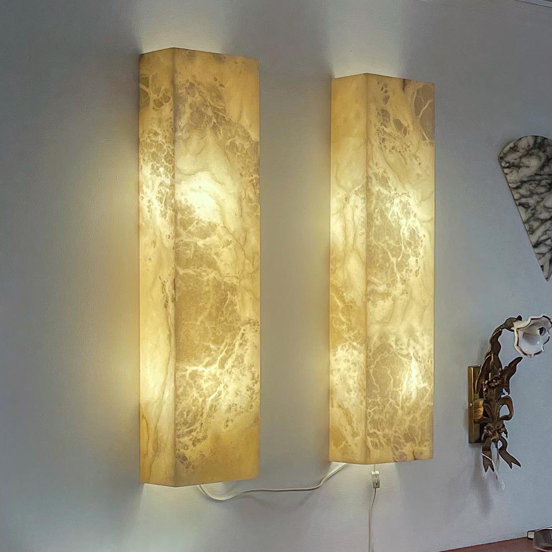 Alabaster Architectural Wall Sconces For Sale 1