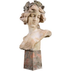 Alabaster Art Nouveau Bust of a Women, circa 1890