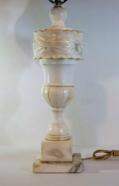 Alabaster Baluster Form 19th Century Table Lamp, Hand Carved
