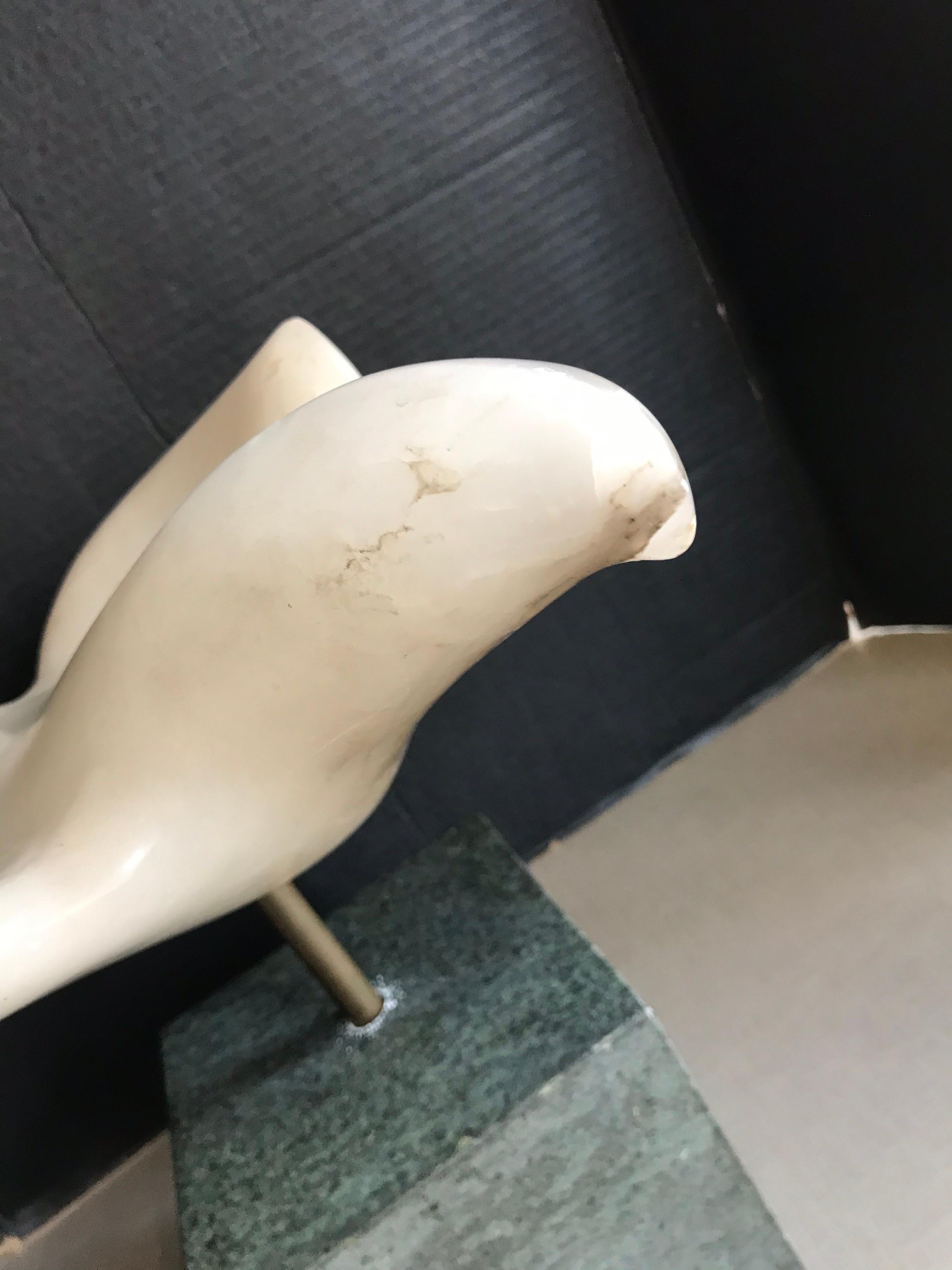 20th Century Alabaster Bird on Marble Stand