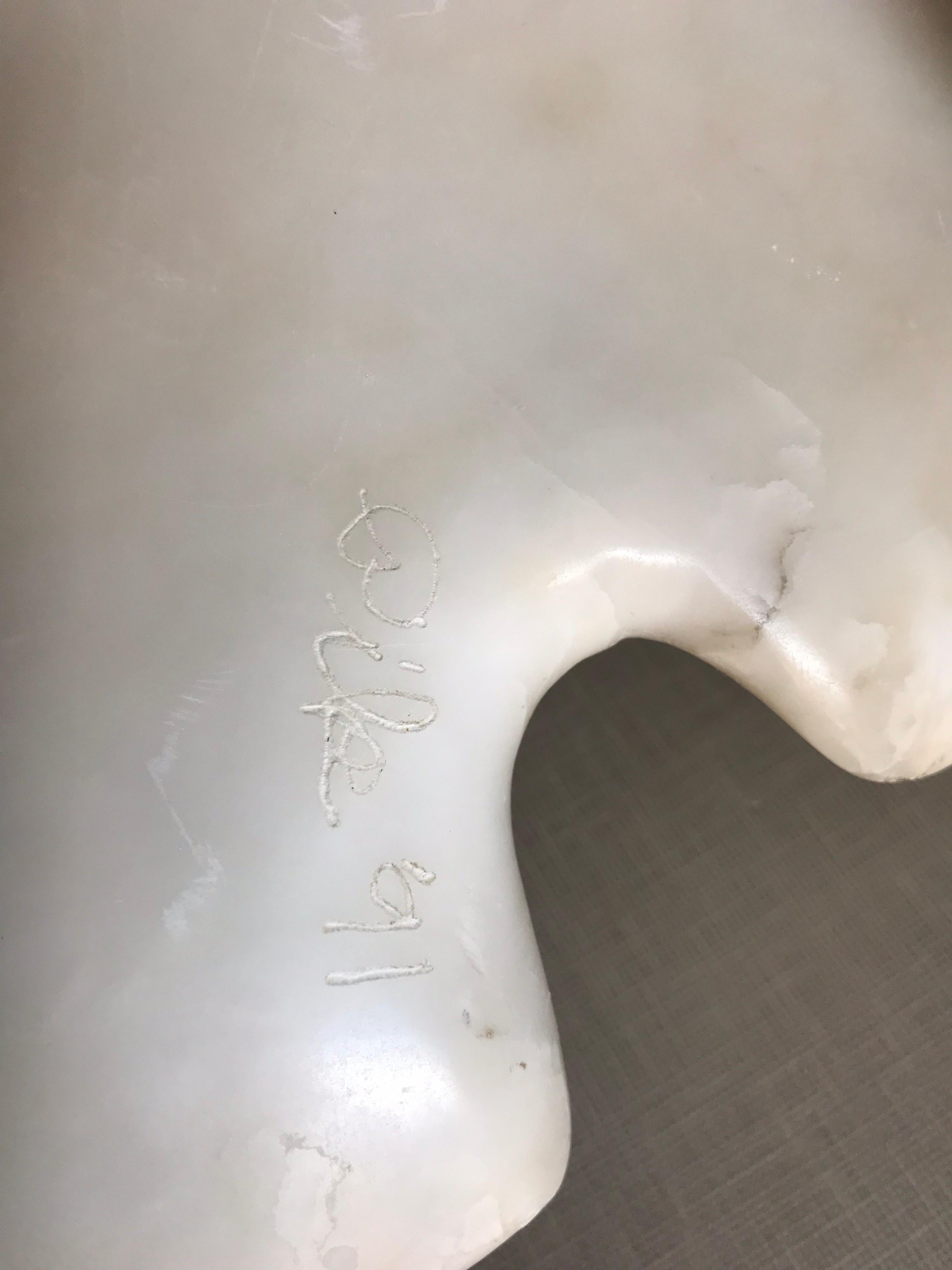 Alabaster Bird on Marble Stand 1