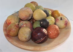 Alabaster Bowl with 25 Pieces Stone Fruit Collection
