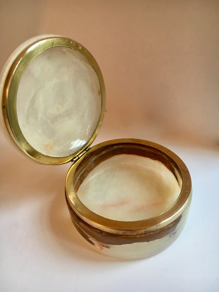 Alabaster Box with Brass Closure at 1stDibs