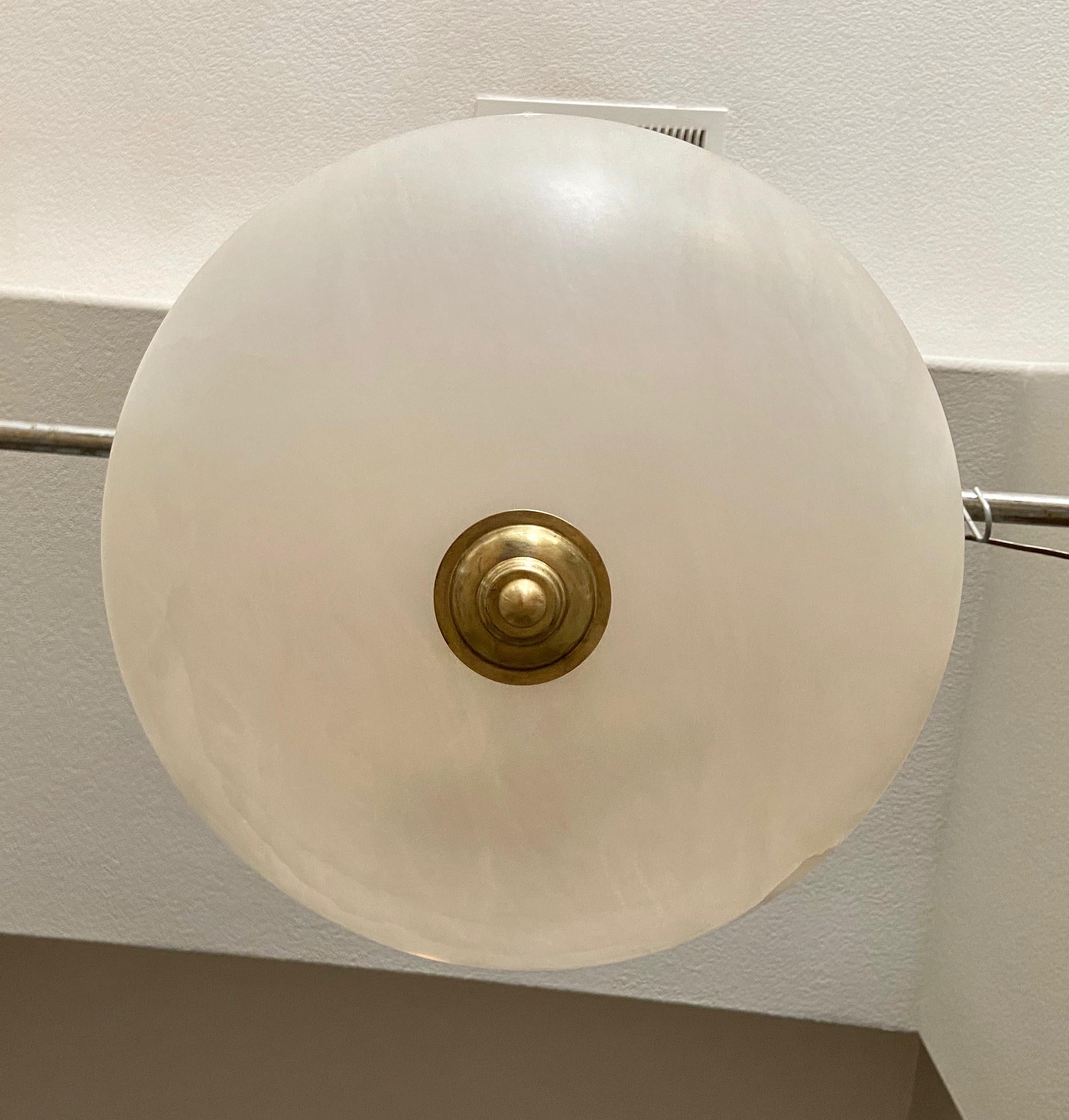 North American Alabaster Brass Chandelier Pendant Ceiling Light