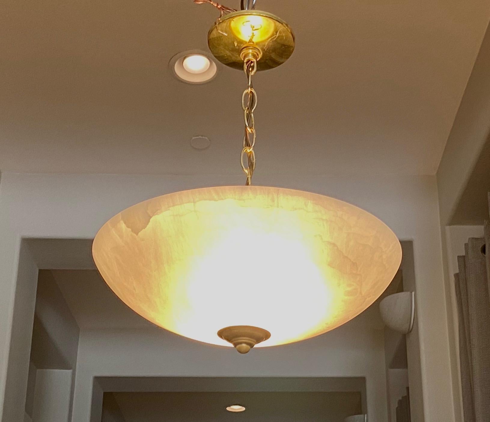 Alabaster Brass Chandelier Pendant Ceiling Light 2