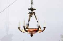 Alabaster & Bronze 6-Light Chandelier, Late 19th Century France
