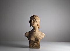 Alabaster Bust 'Giovane Donna' by Antonio Frilli, Signed 19th Century