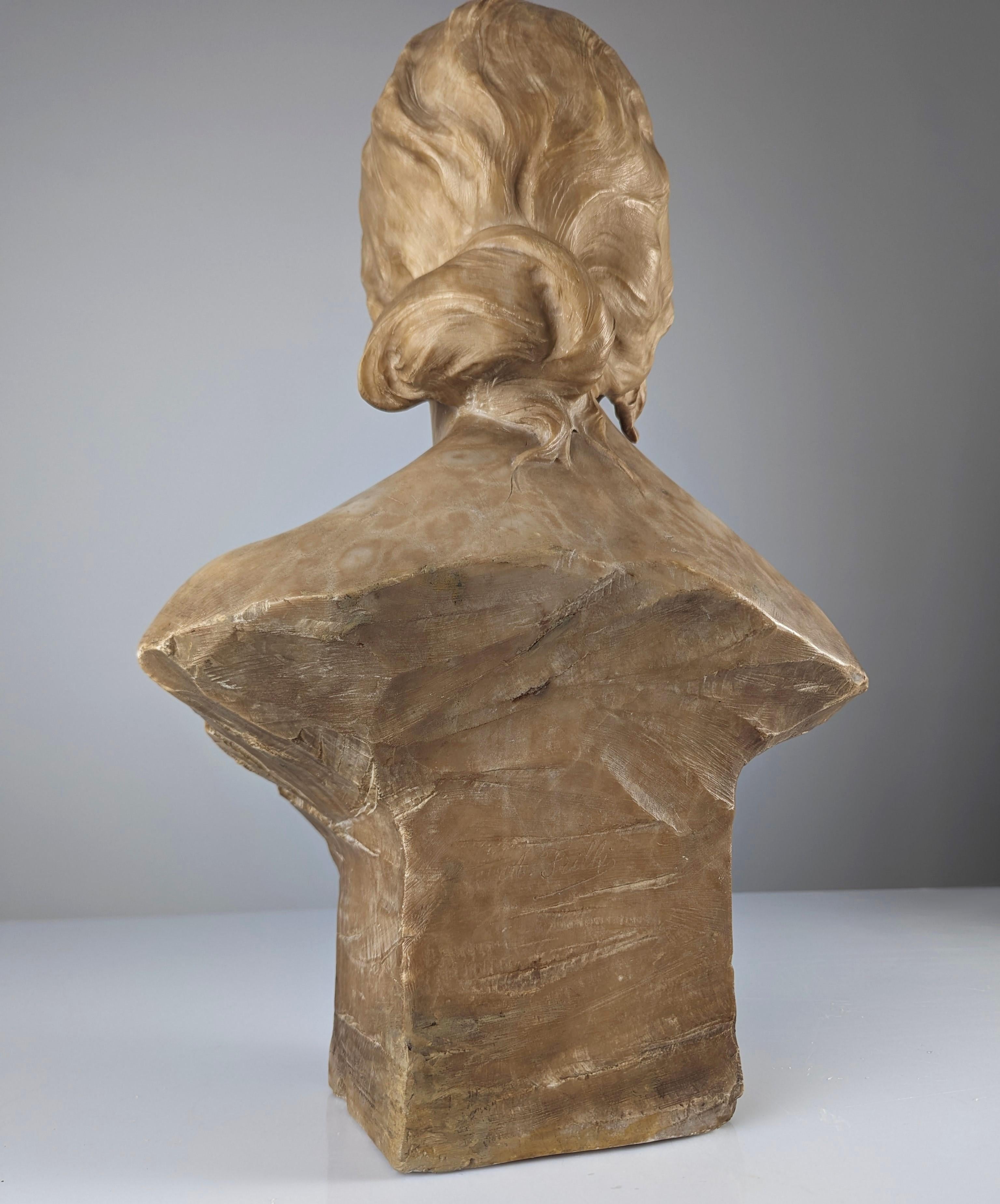 Alabaster Bust 'Giovane Donna' by Antonio Frilli, Signed 19th Century 1