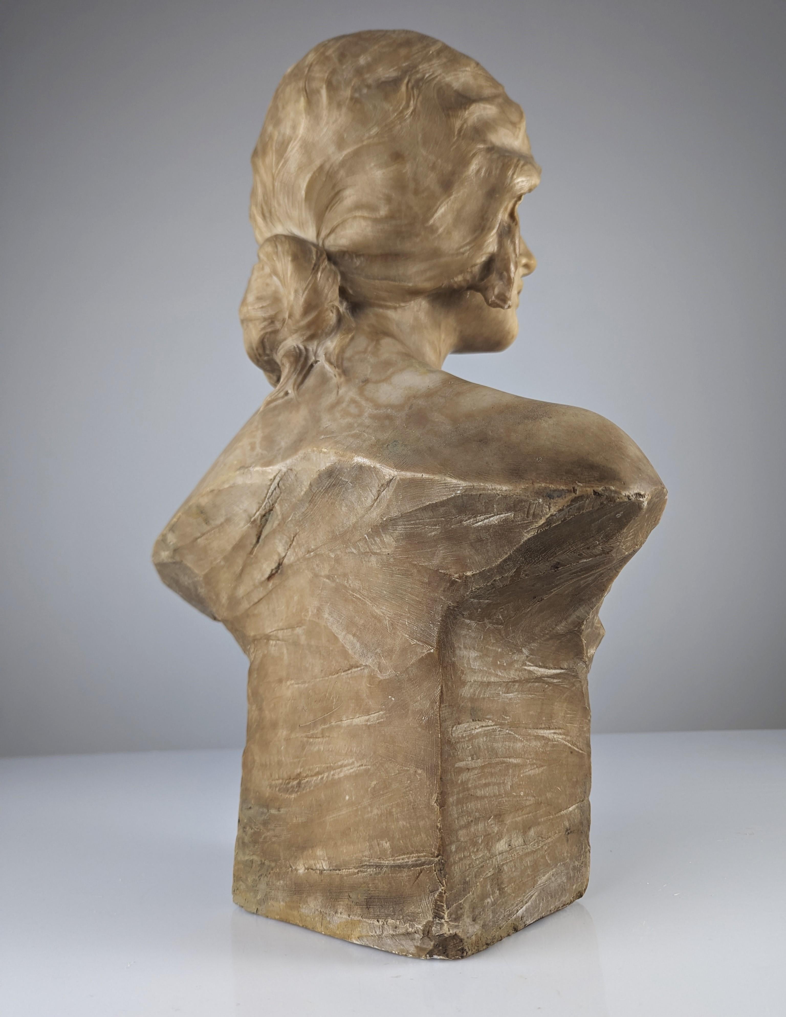 Alabaster Bust 'Giovane Donna' by Antonio Frilli, Signed 19th Century 4