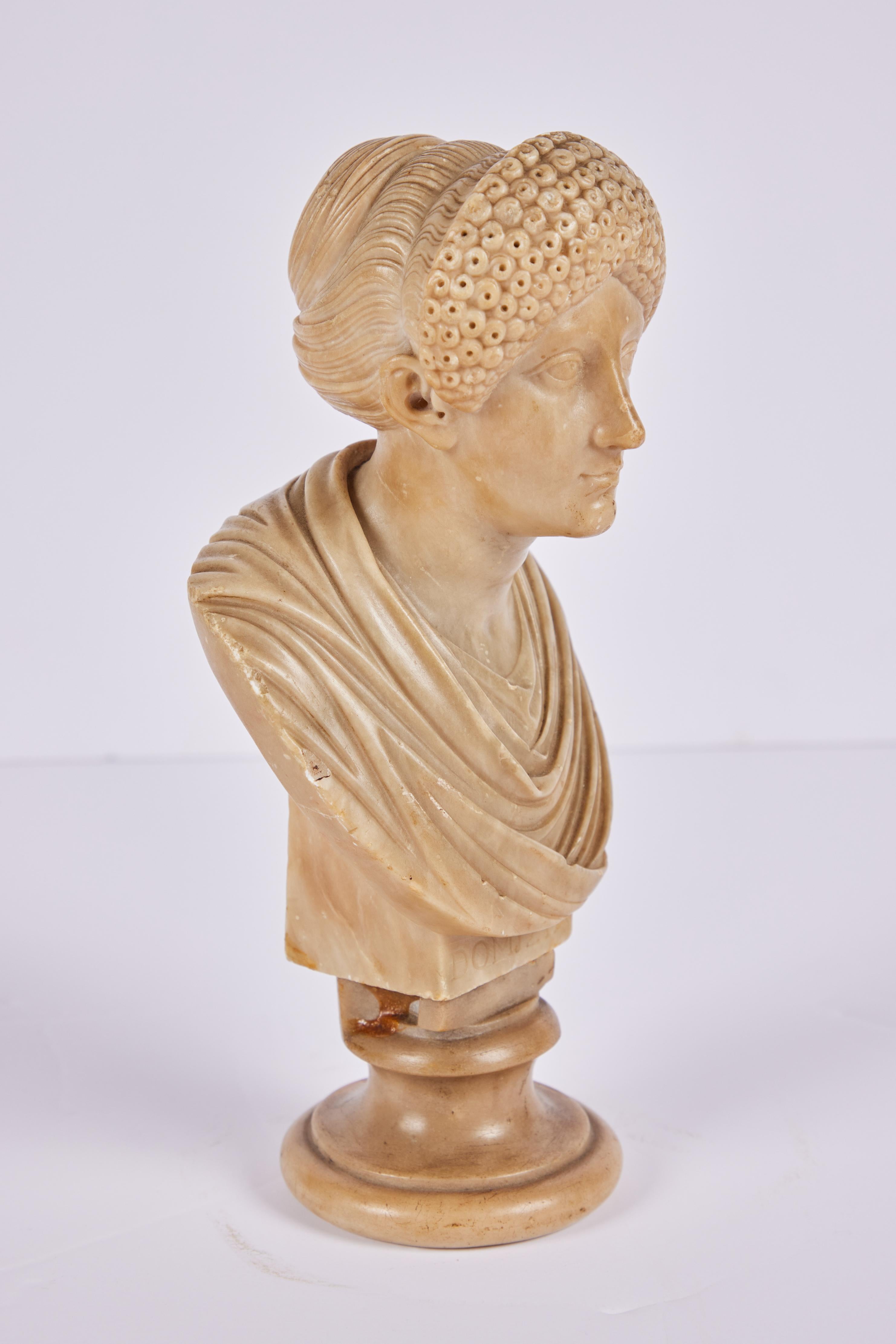 Neoclassical Alabaster Bust of a Roman Empress