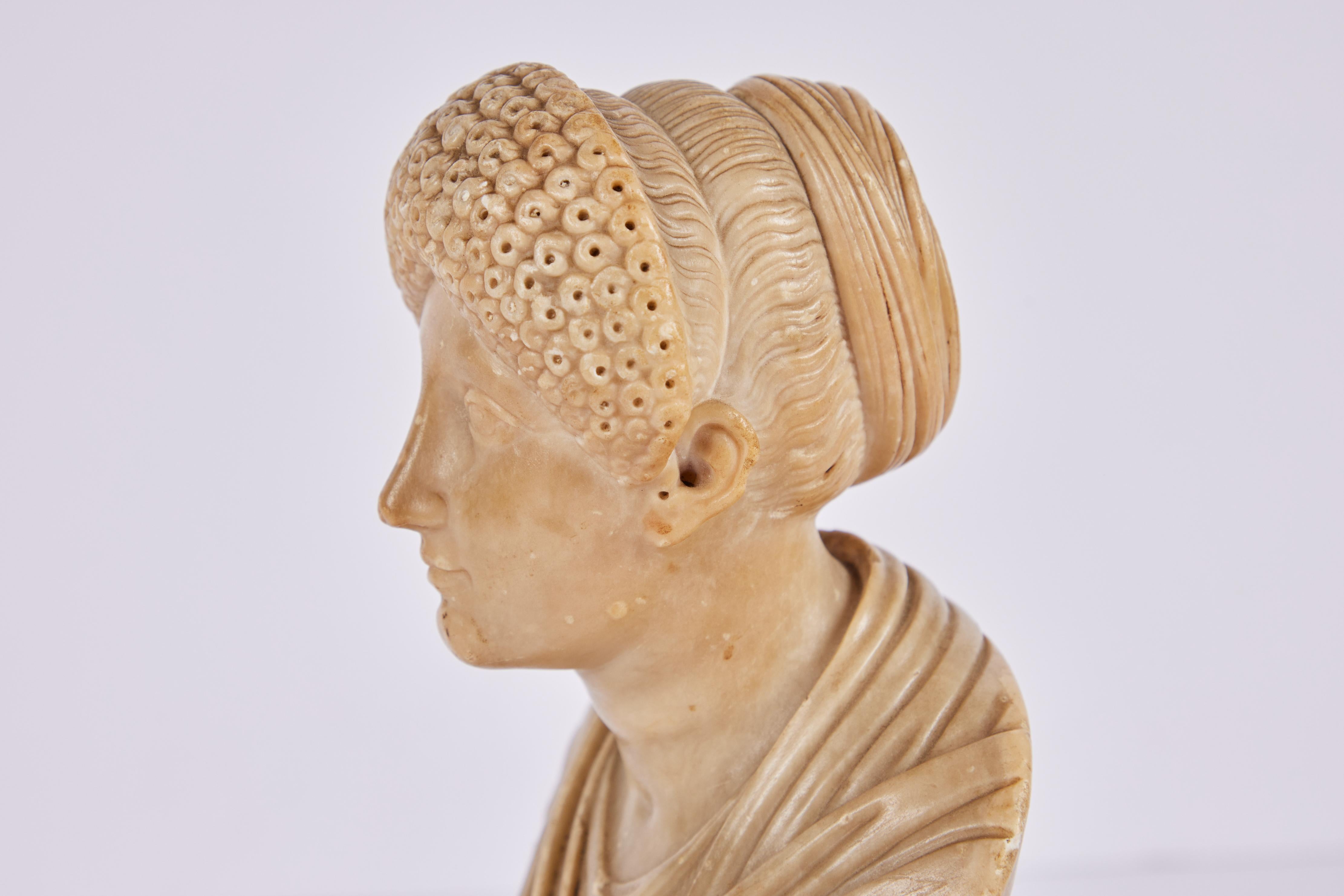 Alabaster Bust of a Roman Empress In Good Condition In Newport Beach, CA
